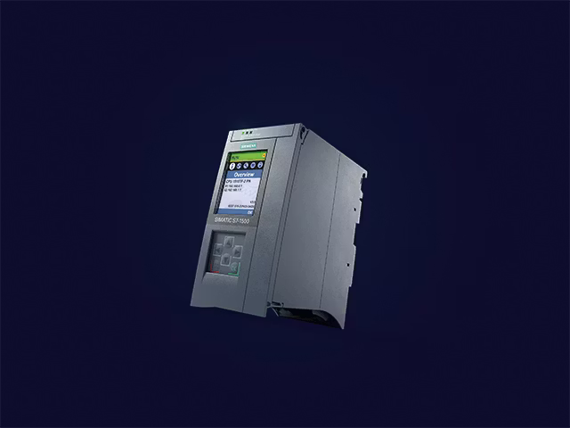 CLP Siemens SIMATIC S7-1500 com módulos de I/O em trilho DIN para controle de processos industriais